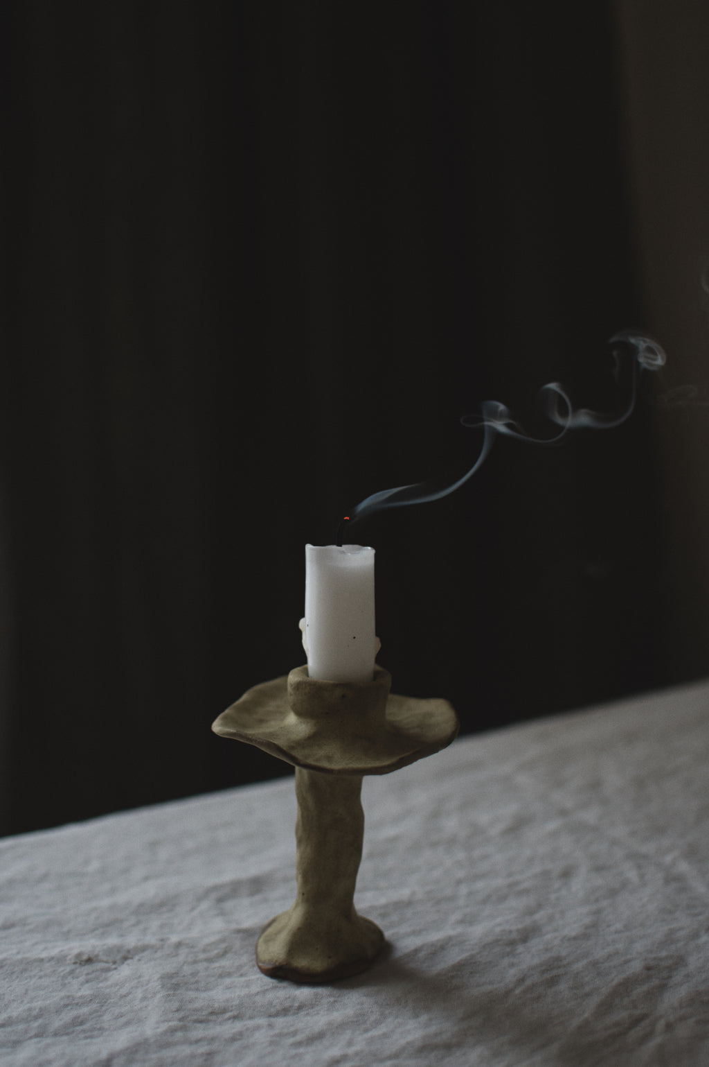 Rustic green candle holder