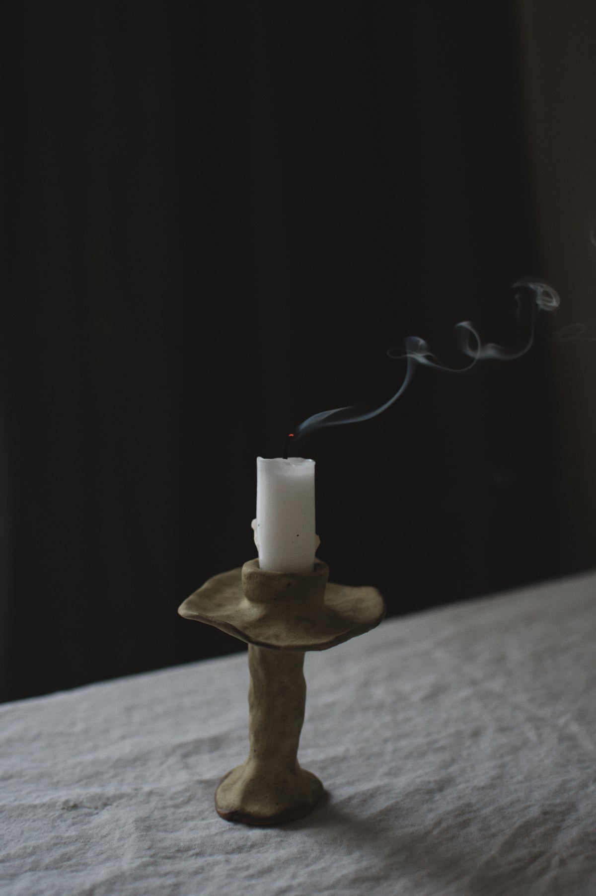 Rustic green candle holder