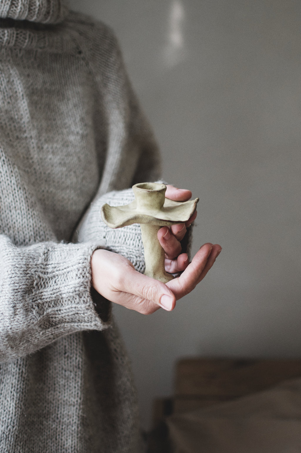 Rustic green candle holder