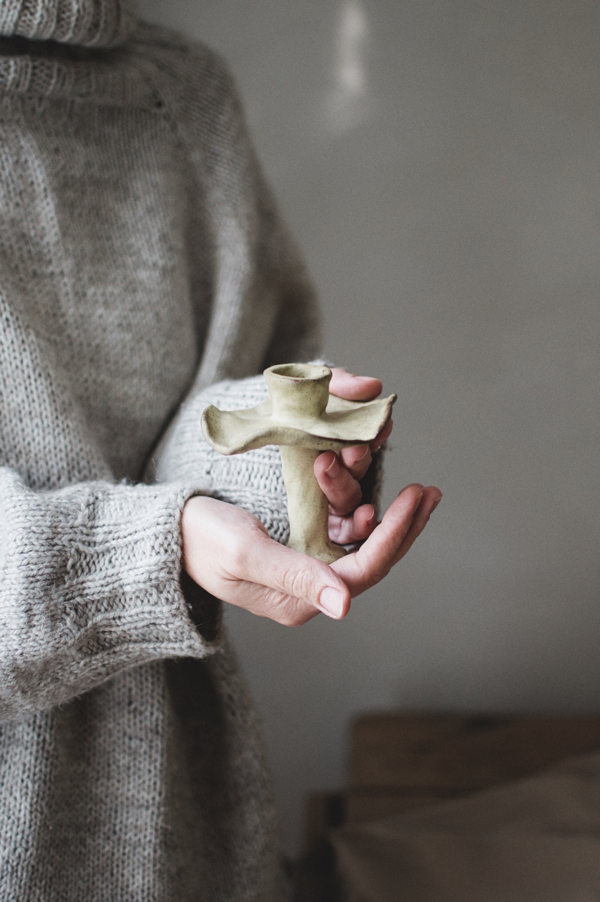 Rustic green candle holder